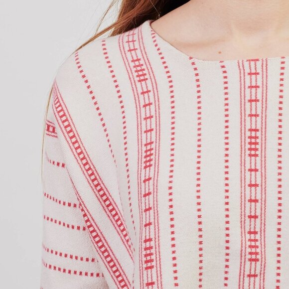 Maje Offwhite Pink Striped Cropped Long Sleeve  Oversized Sweater Mauve size S - Picture 9 of 16